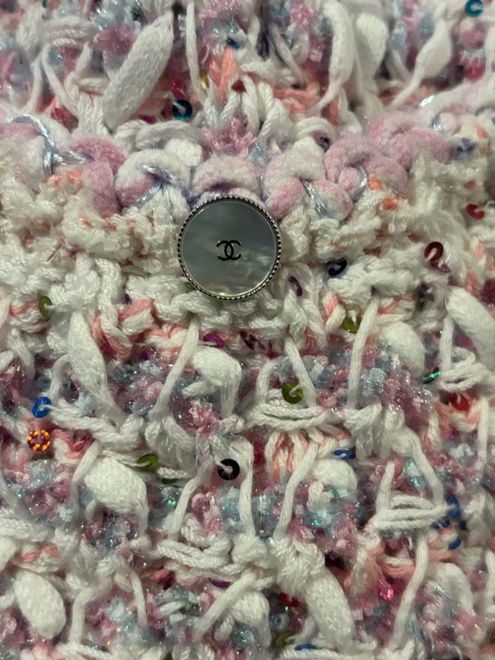 NWOT CHANEL SAMPLE Textured Woven with sequins Jacket in Pastels Sz 40